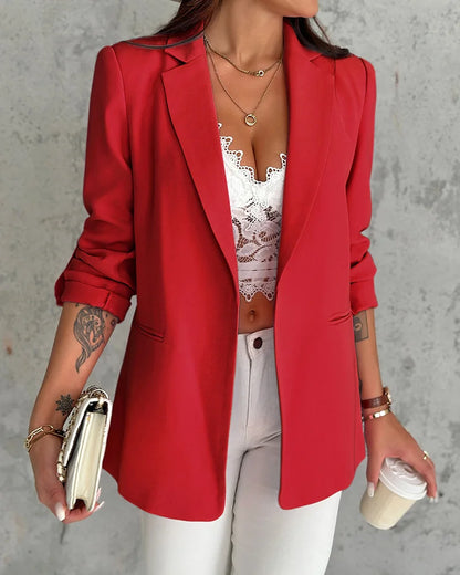 Blazer de couleur unie pour femme