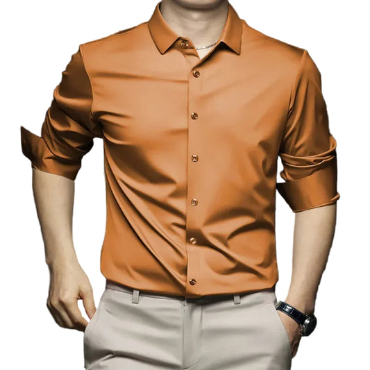 Chemise en popeline de glace à manches longues pour hommes