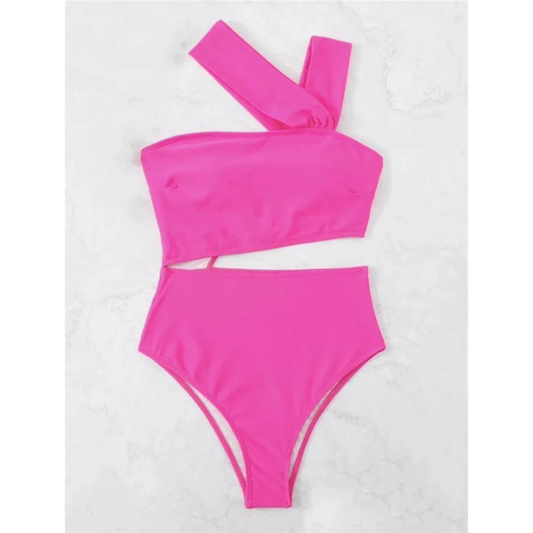 Maillot de bain une pièce découpé asymétrique pour femmes