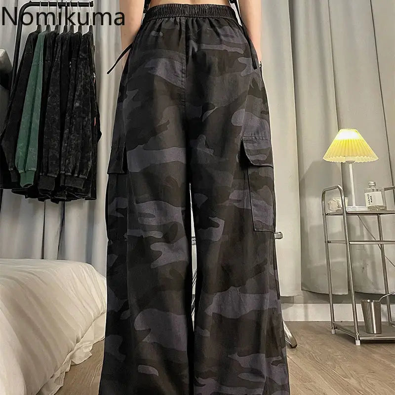 Pantalon cargo camouflage hip-hop vintage pour femme