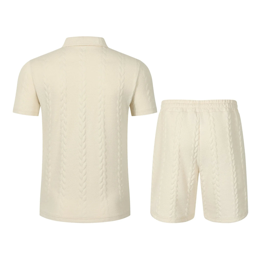 Ensemble deux pièces polo décontracté à manches courtes et short pour hommes