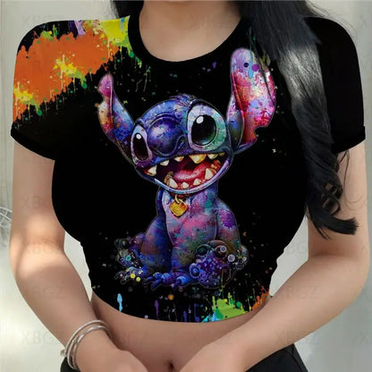 T-shirt Disney stitch pour femmes haut court