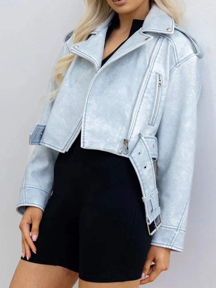 Veste en faux cuir Pu pour femme