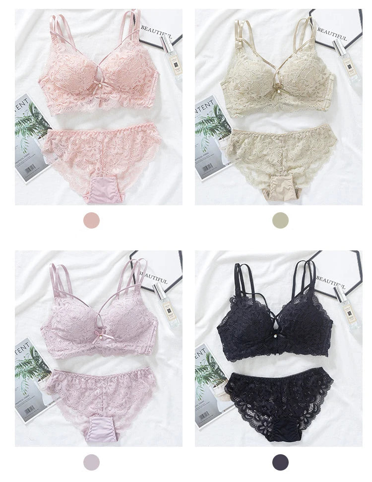 Ensemble de lingerie en dentelle florale pour femmes