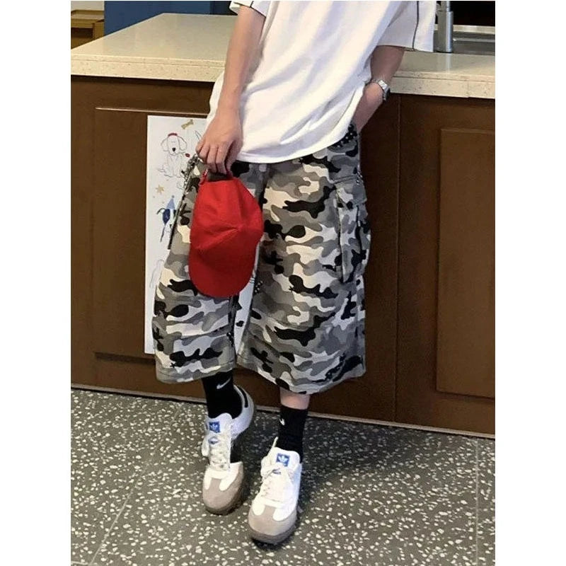 Pantalon court de camouflage rétro américain pour femme