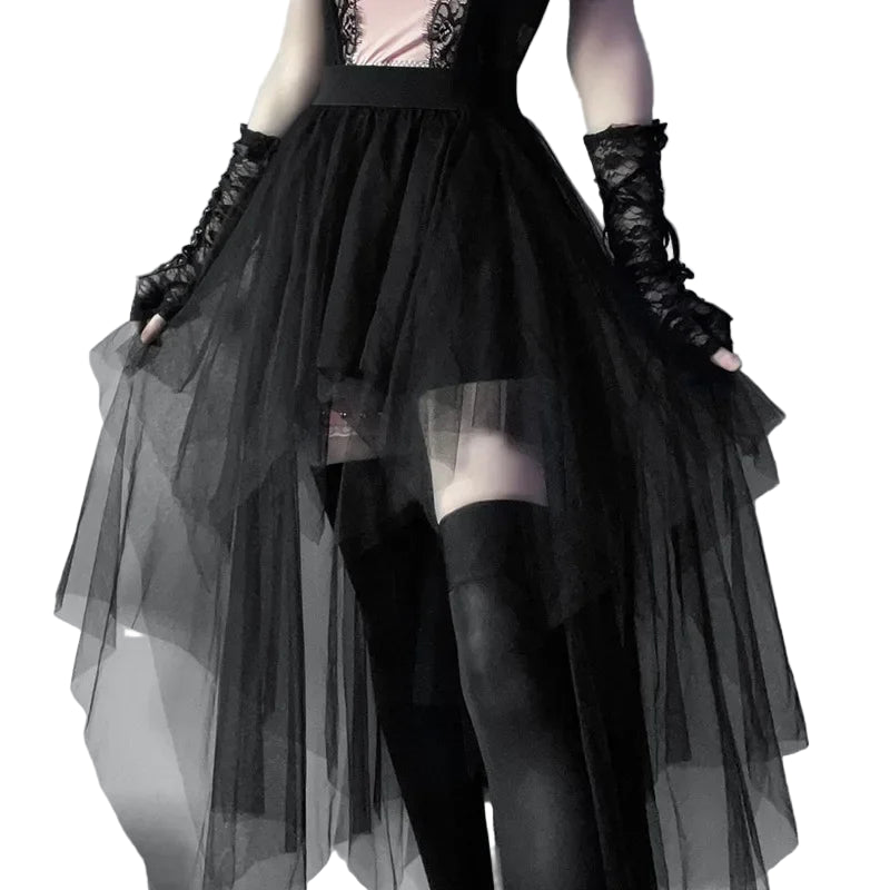 Jupe irrégulière taille haute en fil de filet pour femmes