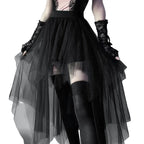 Jupe irrégulière taille haute en fil de filet pour femmes