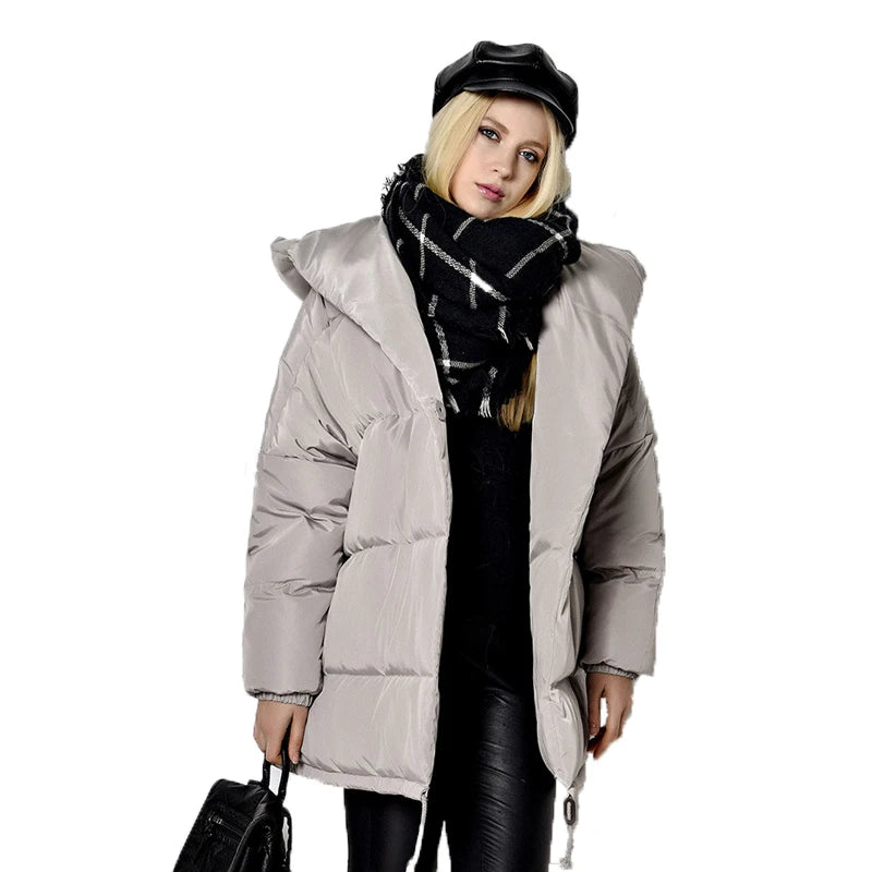 vestes 90% duvet de canard blanc Parkas manteaux à capuche amples moyen Long chaud décontracté rose neige pour femmes