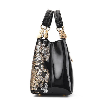 Sac à bandoulière en cuir verni brillant pour femmes