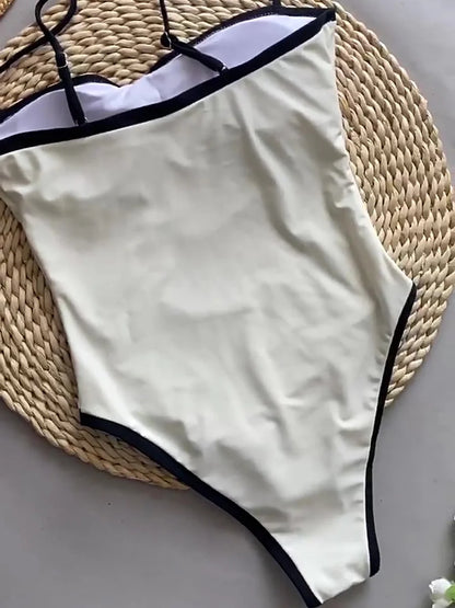 Maillot de bain une pièce sexy à épissure vintage rétro pour femmes,