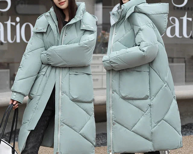 Manteau à capuche solides à grandes poches pour femmes