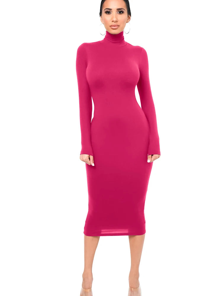 robe longue moulante à manches longues pour femmes