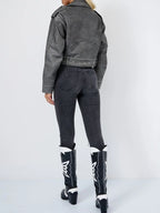 Veste vintage zip similicuir pour femmes