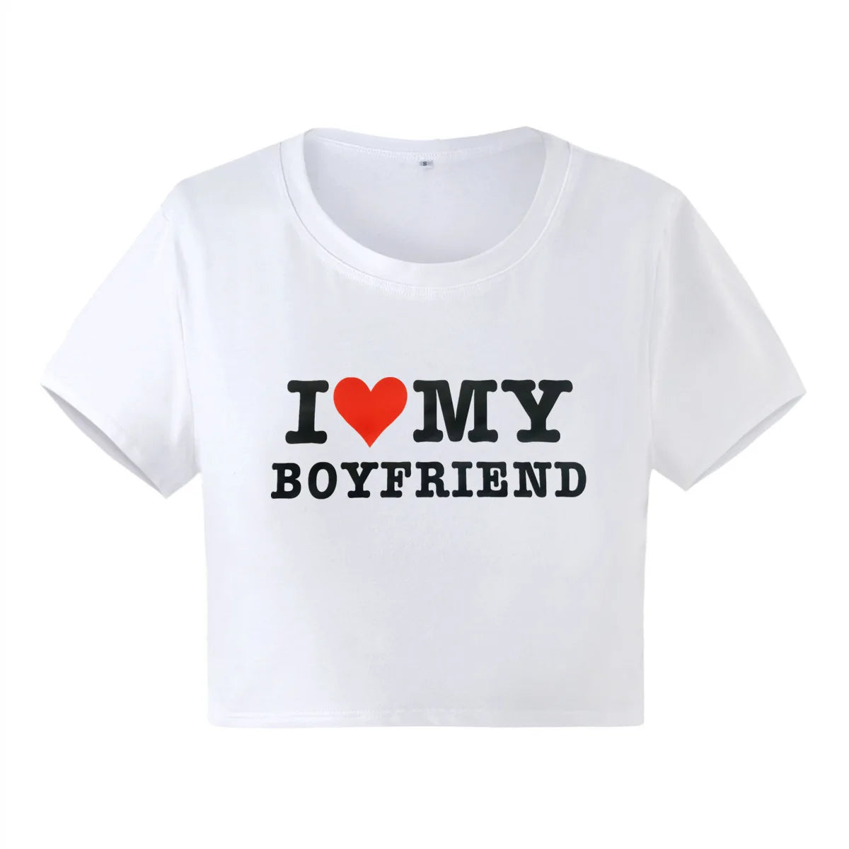 T-shirt manches courtes pour femmes, estival et à la mode, en coton, avec I LOVE MY BOYFRIEND