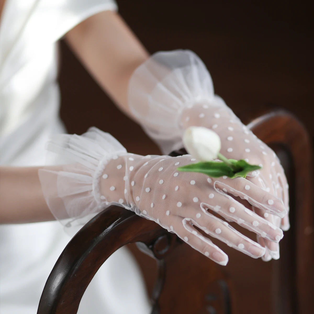 Gants Élégants en Tulle Doux pour Femme