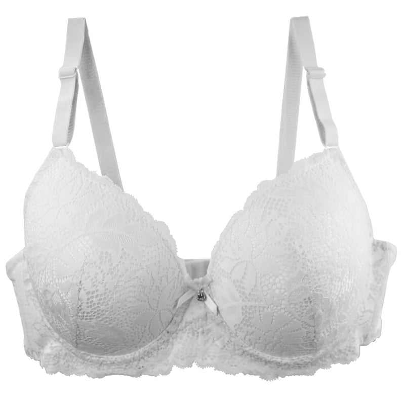 Soutien-gorge push-up sexy en dentelle avec nœud floral pour femmes