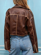 Veste vintage avec ceinture en similicuir pour femme