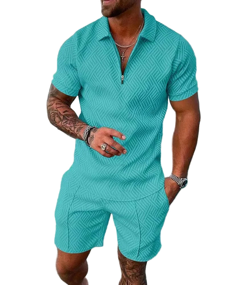 Ensemble polo rayé décontracté et léger pour hommes