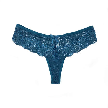 String en dentelle pour femme, taille basse, sous-vêtement transparent