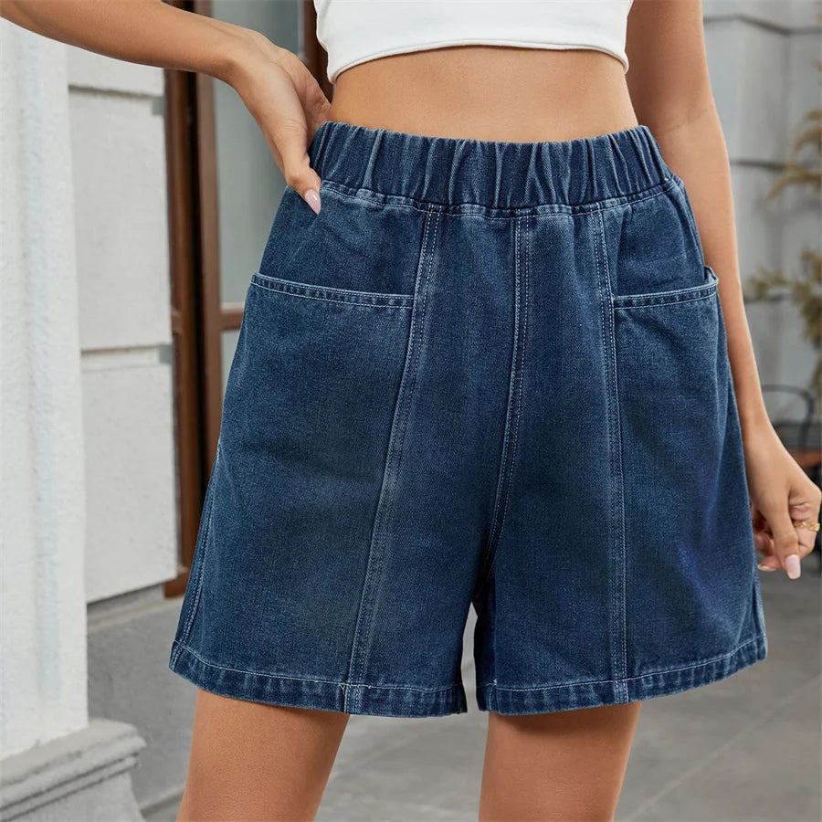 Shorts en jean taille élastique pour femmes