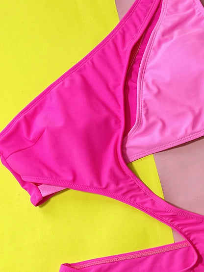 maillots de bain pour femme coupe haute évider une épaule épissage une pièce