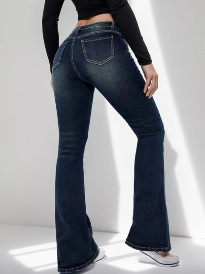 Jean taille haute coupe botte pour femme, pantalon évasé, coupe couvertes