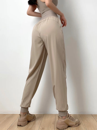 Pantalon de jogging de sport ample à sensation nue pour femme, taille haute