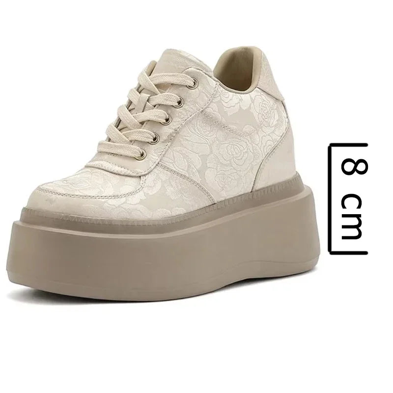 basket compensées en cuir synthétique pour femmes