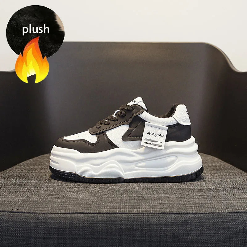 Baskets compensées en cuir de vache véritable pour femme