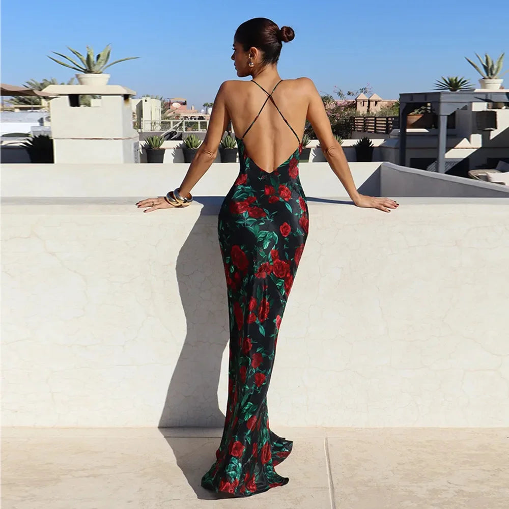 Robe longue dos nu pour femmes