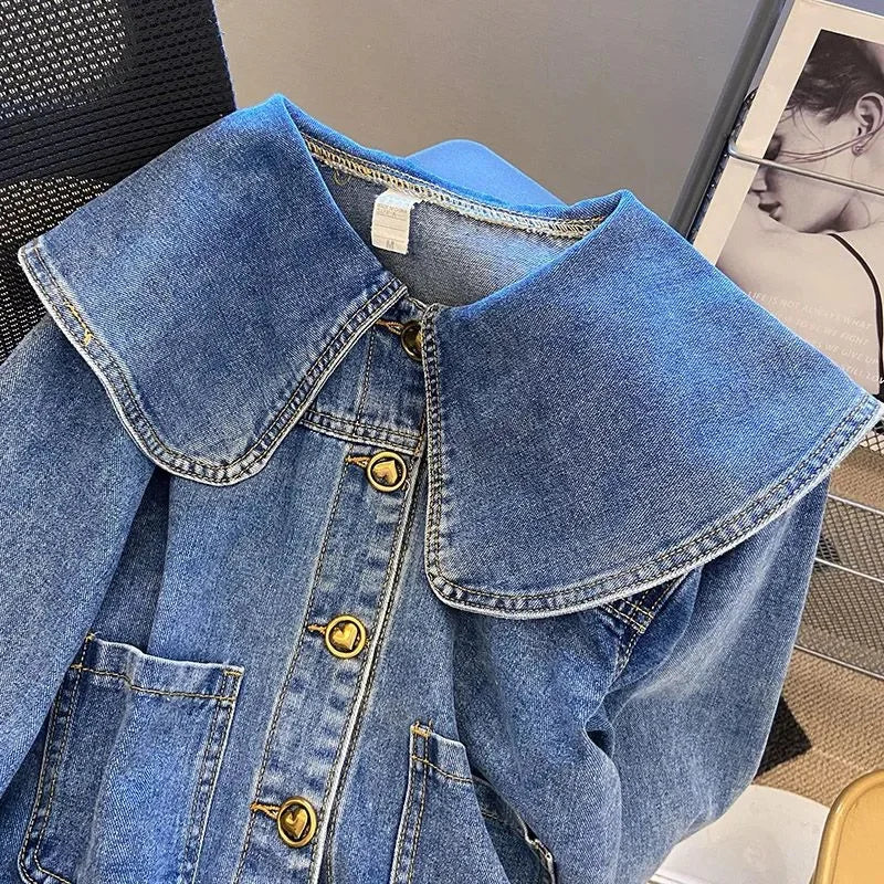 Veste en jean à manches longues pour femmes