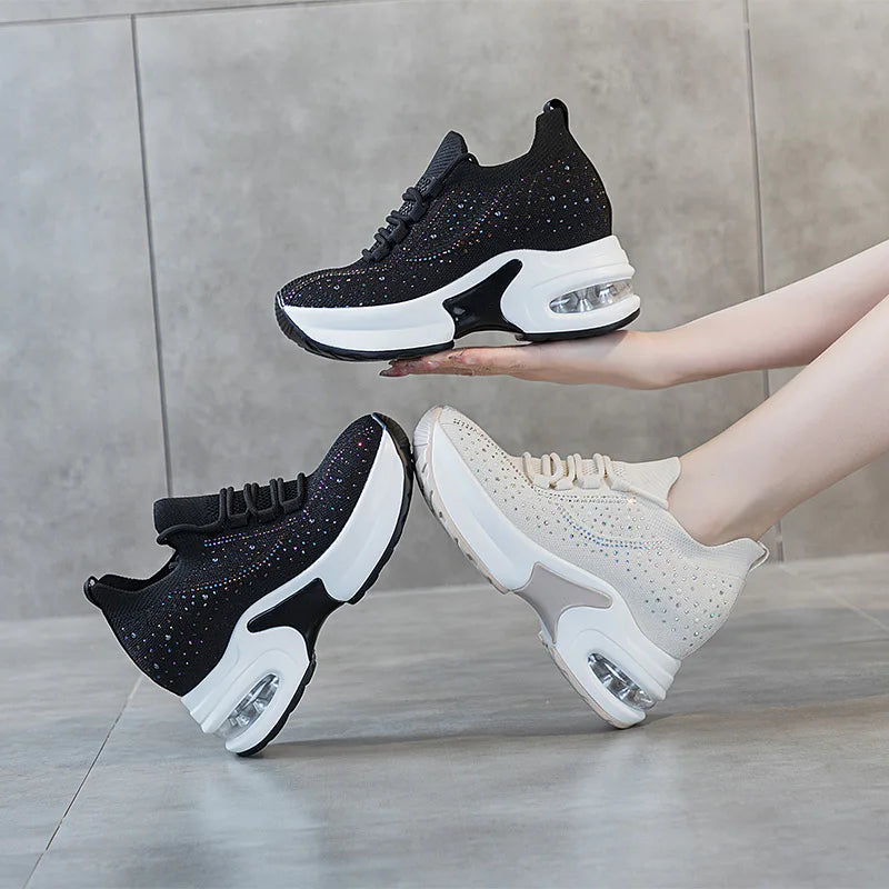 Baskets Air Mesh respirantes à l'offre elles compensées 8cm pour femmes