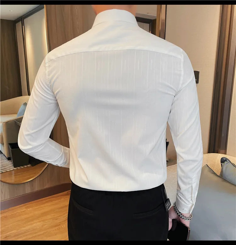 Chemises rayées à manches longues pour hommes