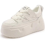 Baskets compensées en cuir de vache véritable pour femme