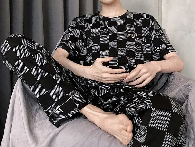 Pyjama d'été en coton tricoté pour hommes