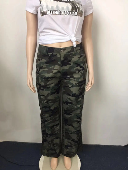 Pantalon décontracté imprimé camouflage d'automne pour femme