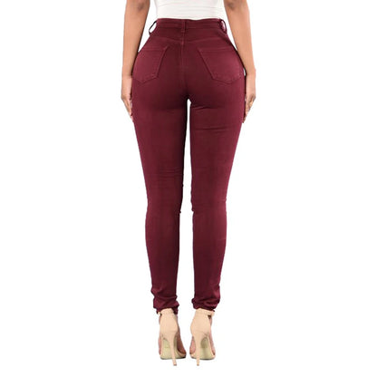 Jean Déchiré Taille Haute pour Femme, Slim Fit, Pantalon Crayon