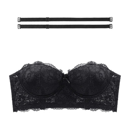 Ensembles soutien gorge Push Up Sexy en dentelle et culotte pour femmes,  avec bretelles amovibles