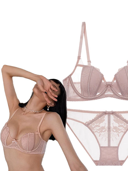 Ensemble de sous-vêtements respirants en dentelle, sexy et charmant, soutien-gorge ultra fin