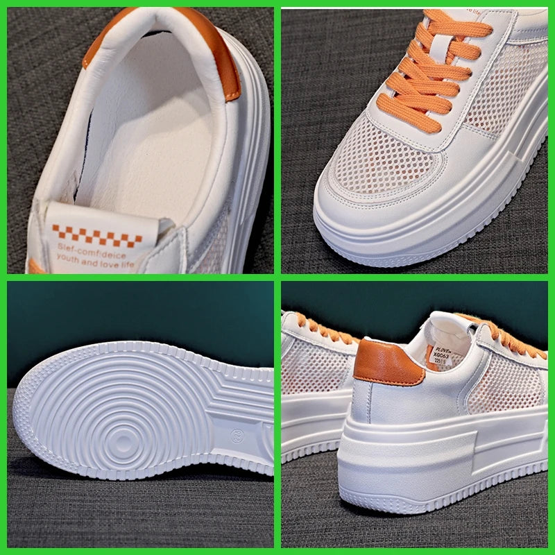 Baskets en cuir véritable pour femmes