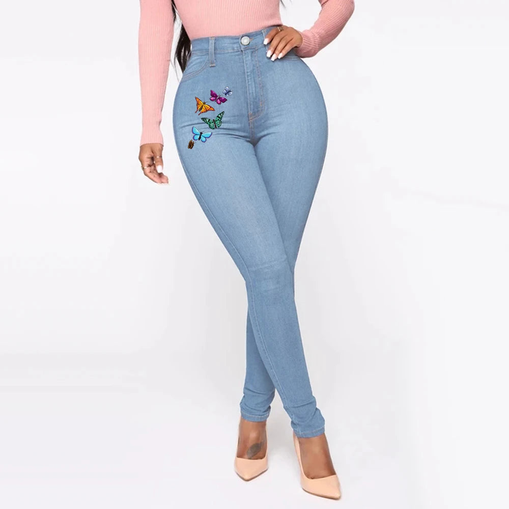 Jean imprimé taille moyenne pour femme