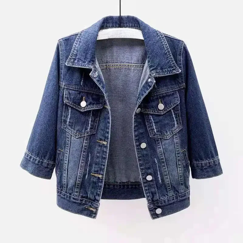 Veste en jean à manches trois-quarts pour femme