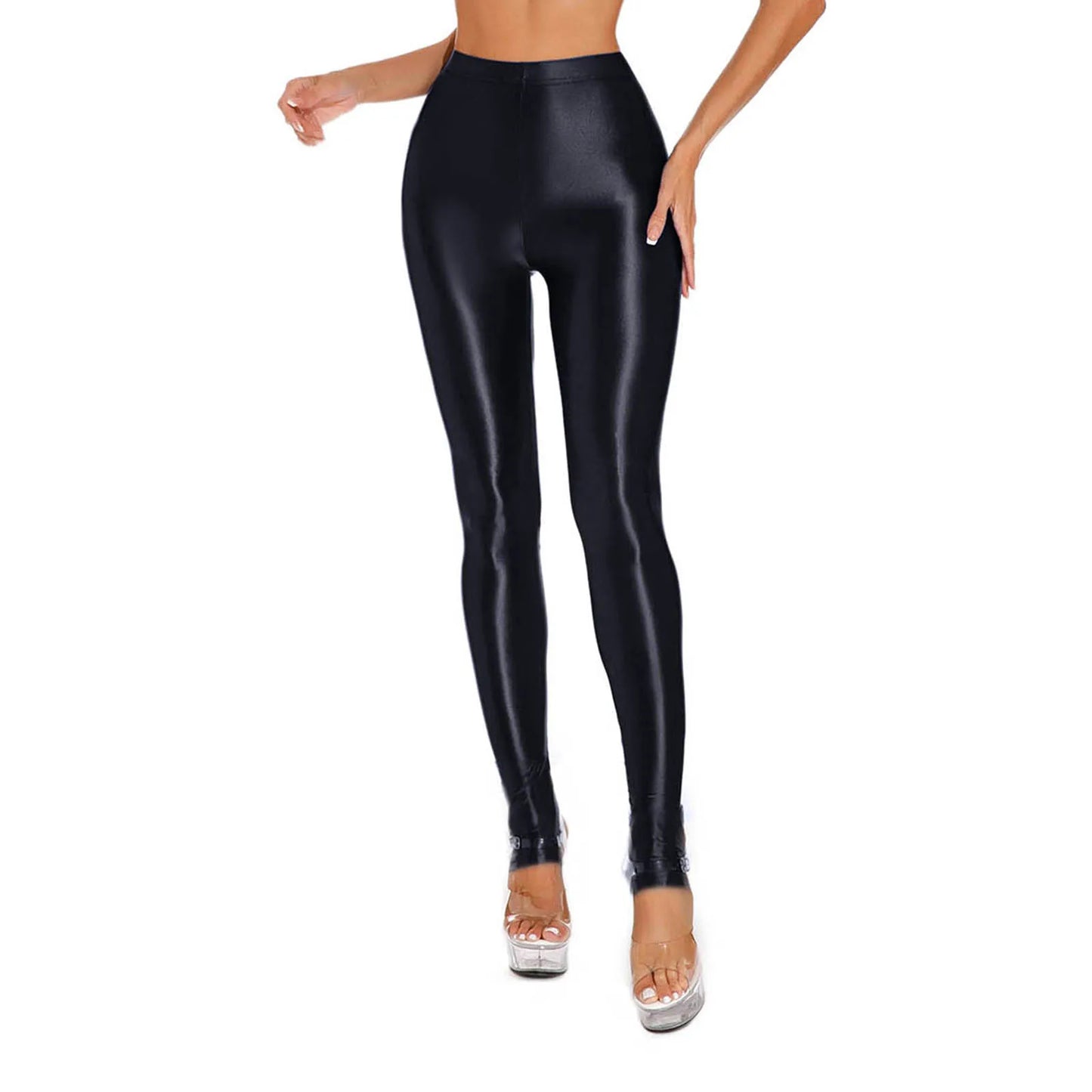 Leggings taille haute brillants pour femmes