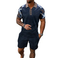 Ensemble deux pièces haut décontracté à manches courtes et short à cordon de serrage pour hommes