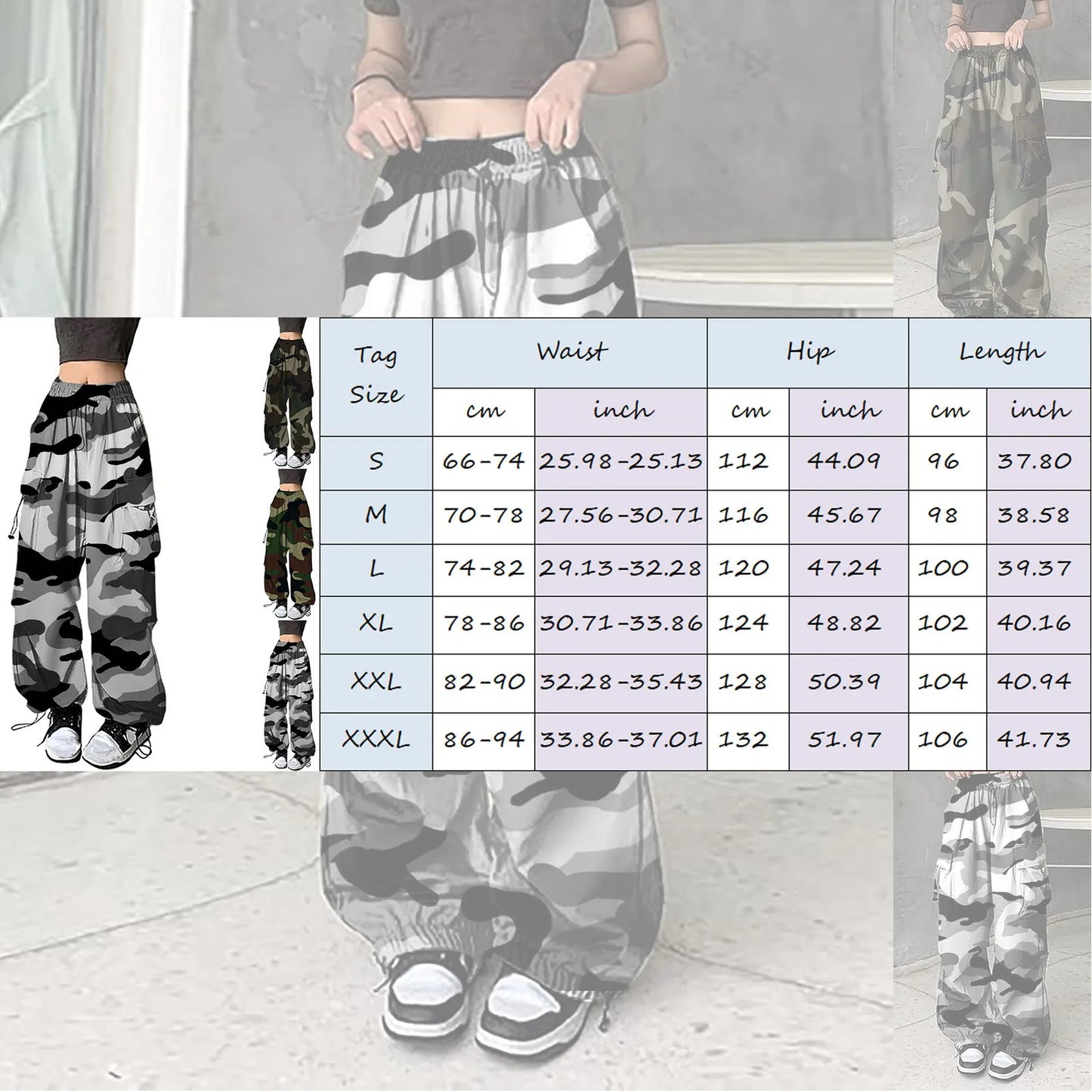 Pantalon cargo camouflage pour femme, streetwear, hip-hop