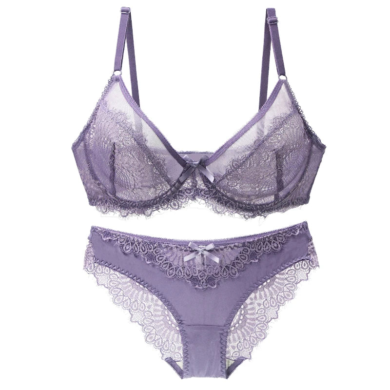 Soutien-gorge Ultra fin et épais en dentelle, culotte Sexy  pour femmes