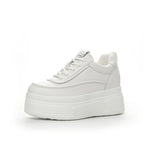 Baskets à plateforme en cuir véritable pour femmes