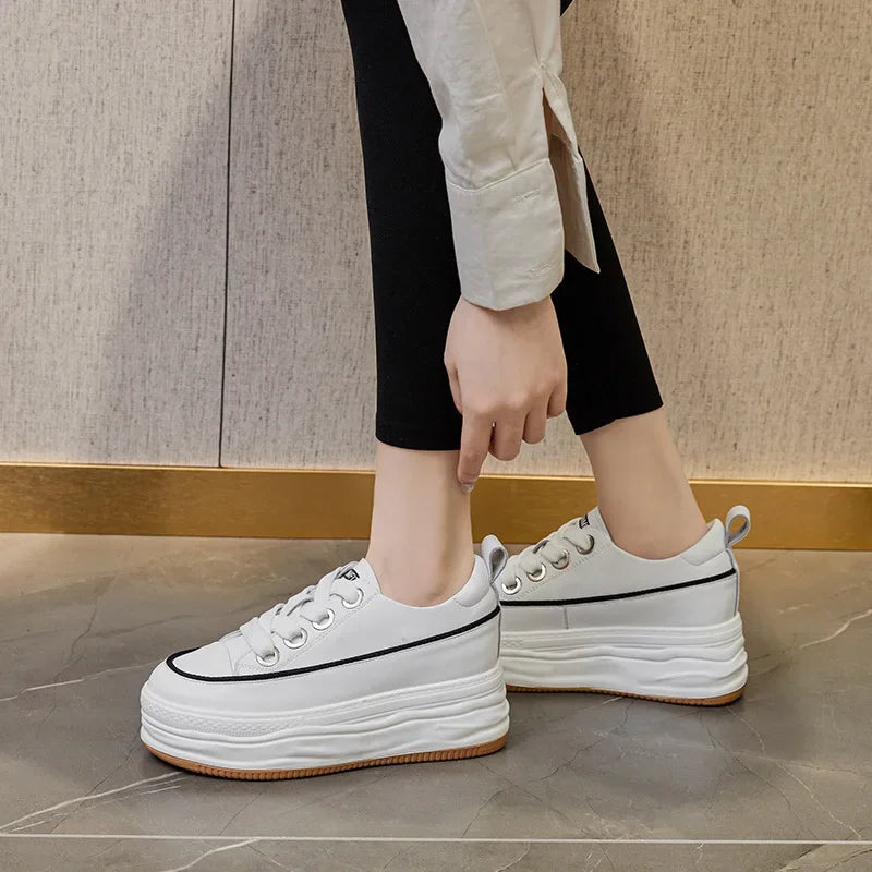 Baskets à plateforme en cuir pour femmes