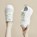 Baskets compensées en cuir de vache véritable pour femme