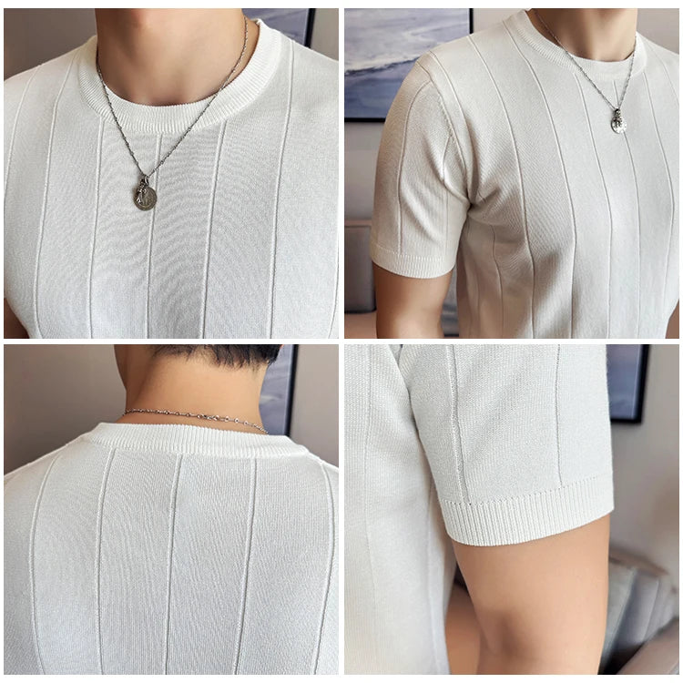 T-shirt à manches courtes à rayures pour hommes